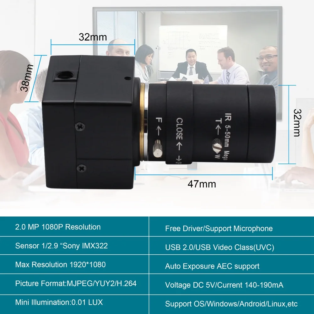 2MP フルHD USBカメラ 1/2.9インチセンサー