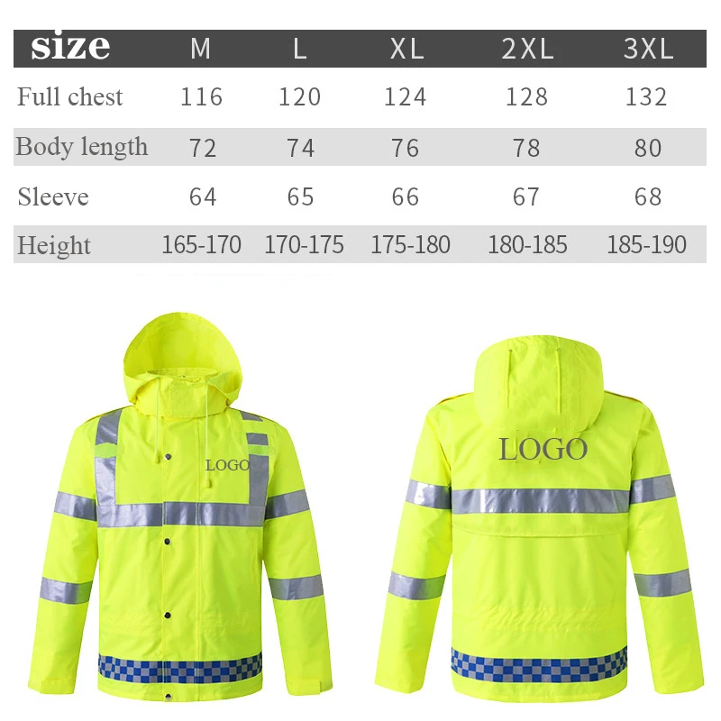 

Men's Work Wear Jacket Reflective Raincoat Jacket High Visibility Working Jacket Traffic Warning Coat Waterproof Size M-3XL