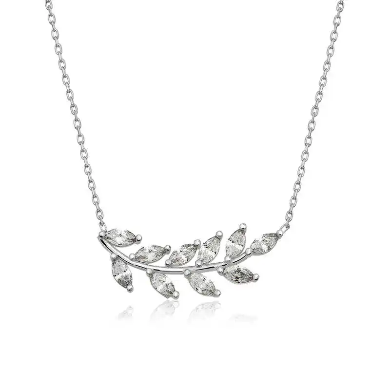 Silver Spike Lady Necklace 925 Sterling Women Fine Jewelry Wedding Party Birthday Gift - Box - Pendant - Chain Choker - Female - Ladies - Fashion