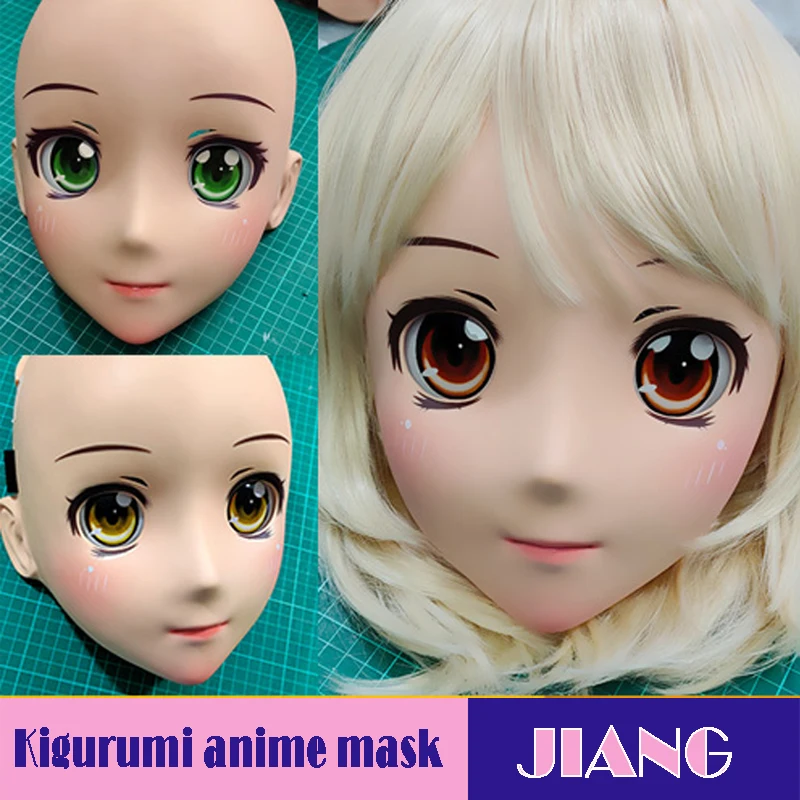 

(JIANG)Female Sweet Girl Resin Half Head Kigurumi Mask With Cosplay Anime Role Cartoon Character Lolita Mask Crossdress Doll