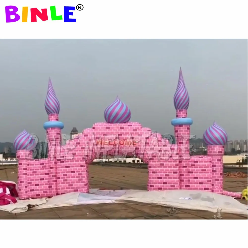 Durable pink princess Inflatable Welcome Entrance Archway Inflatable Castle Arch for event party decoration