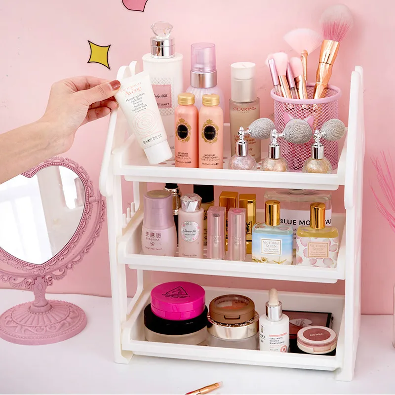 girl heart desktop shelf bookshelf cosmetic storage rack desk sorting debris storage rack kawaii supplies stationery organizer