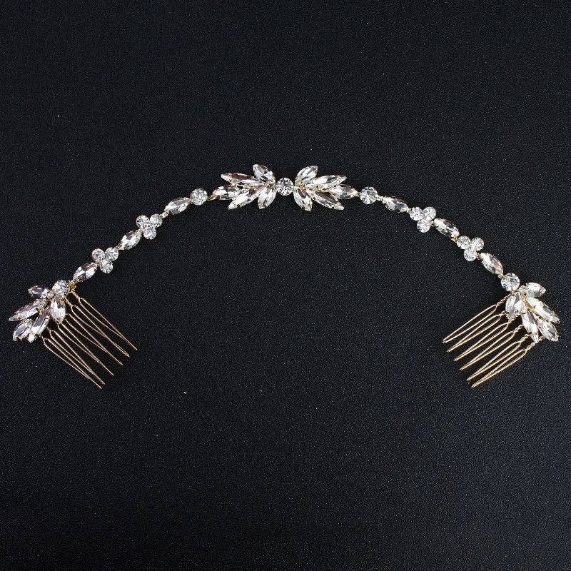 Bridal hairband creative soft chain insert comb rhinestone flower woman hairband hair comb wedding veil accessories