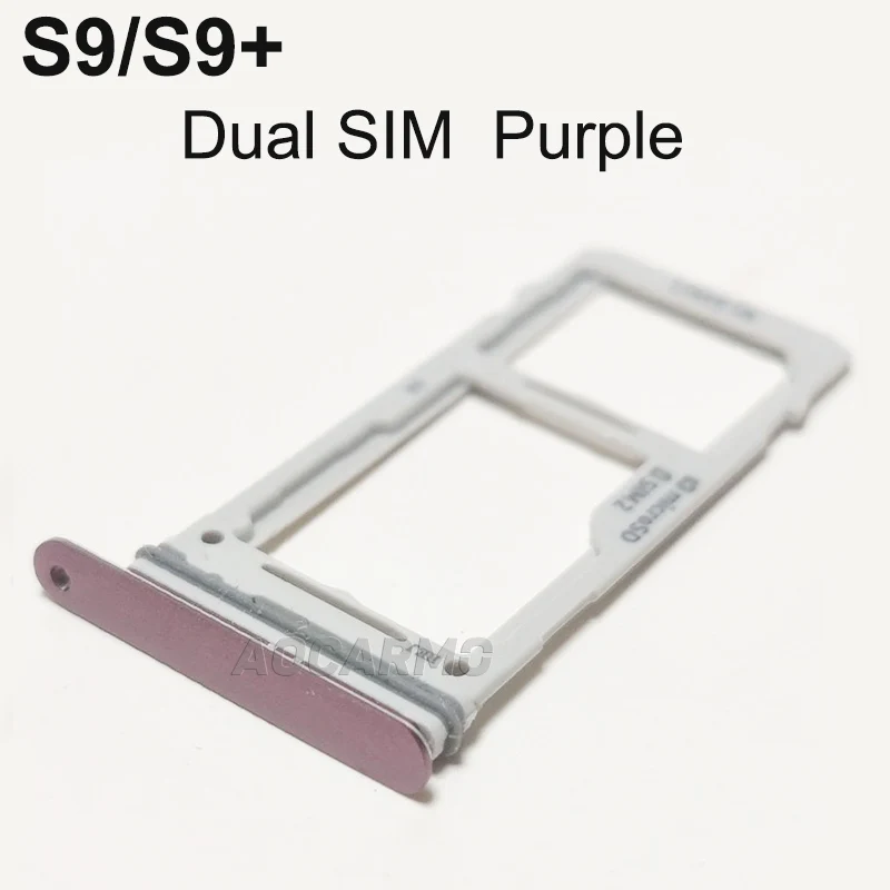 Aocarmo Single/Dual Metal Plastic Nano Sim Card Tray Micro SD Slot Holder For Samsung Galaxy S9 / S9 Plus S9+