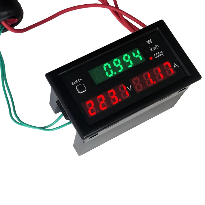 1pcs DL69-2047 AC 220V 100A voltage current Watt power meter Digital Display LED Ammeter Voltmeter power factor table