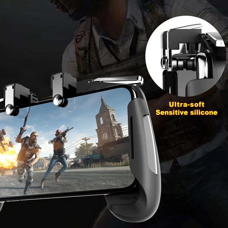 AK16 عصا التحكم في الألعاب غمبد الزناد زر النار L1R1 مطلق النار لمط PUBG أذرع التحكم في ألعاب الفيديو بلوتوث لنظام IOS أندرويد