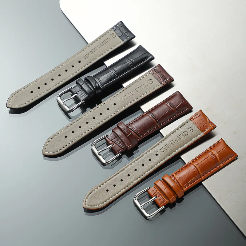 Embossed Design Genuine Leather Watch Strap 14mm 16mm 18mm 20mm 22mm Watchband Business Straps Bracelets Watch Accessories