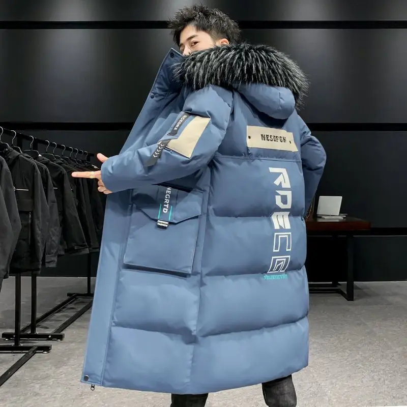 Parkas longas à prova de vento quente masculino, casacos casuais, casaco de algodão acolchoado, bolsos grandes, alta qualidade, novo, inverno, 2022