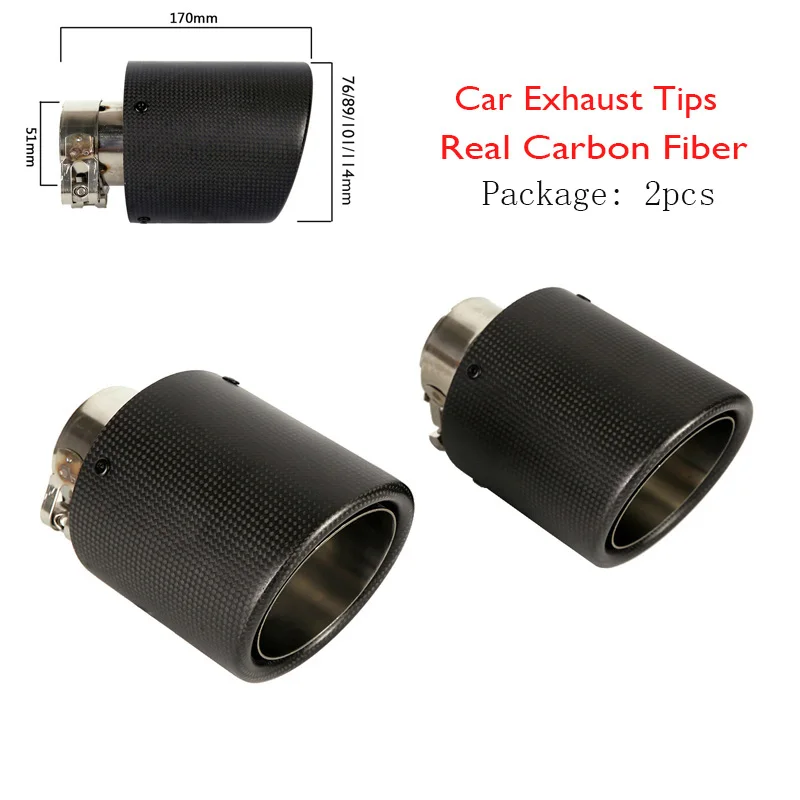 

1 Pair Car styling Round Carbon Black Exhaust Tips Matte Muffler Exhaust Tip Carbon Muffler Pipes Tailpipe