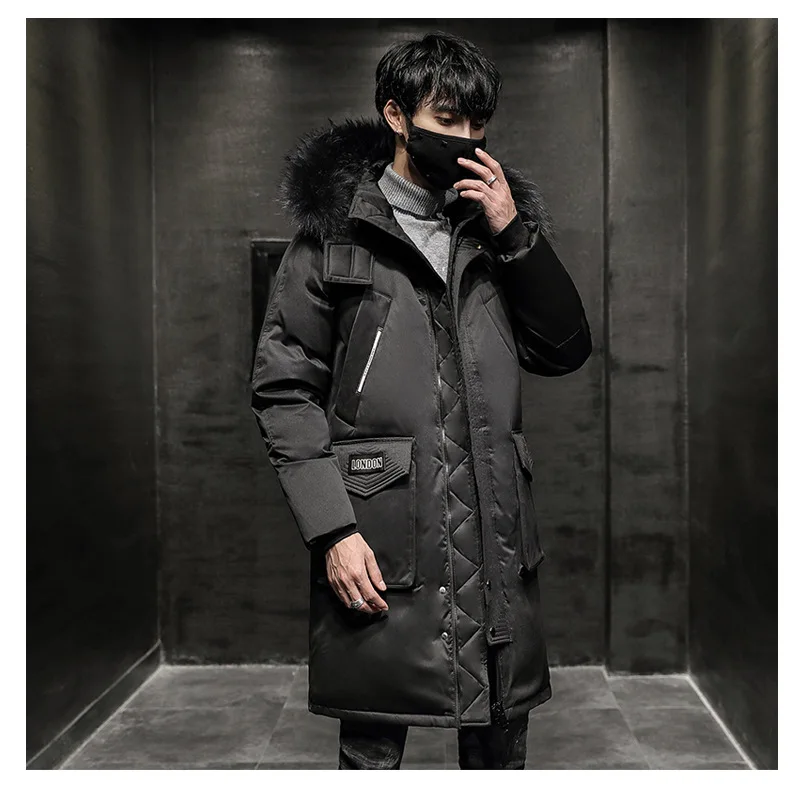 -30 Degree Winter White Duck Down Jacket Men Keep Warm Long Thicken Coat Fashion Hooded Fur Collar Windbreaker Men Down Parka