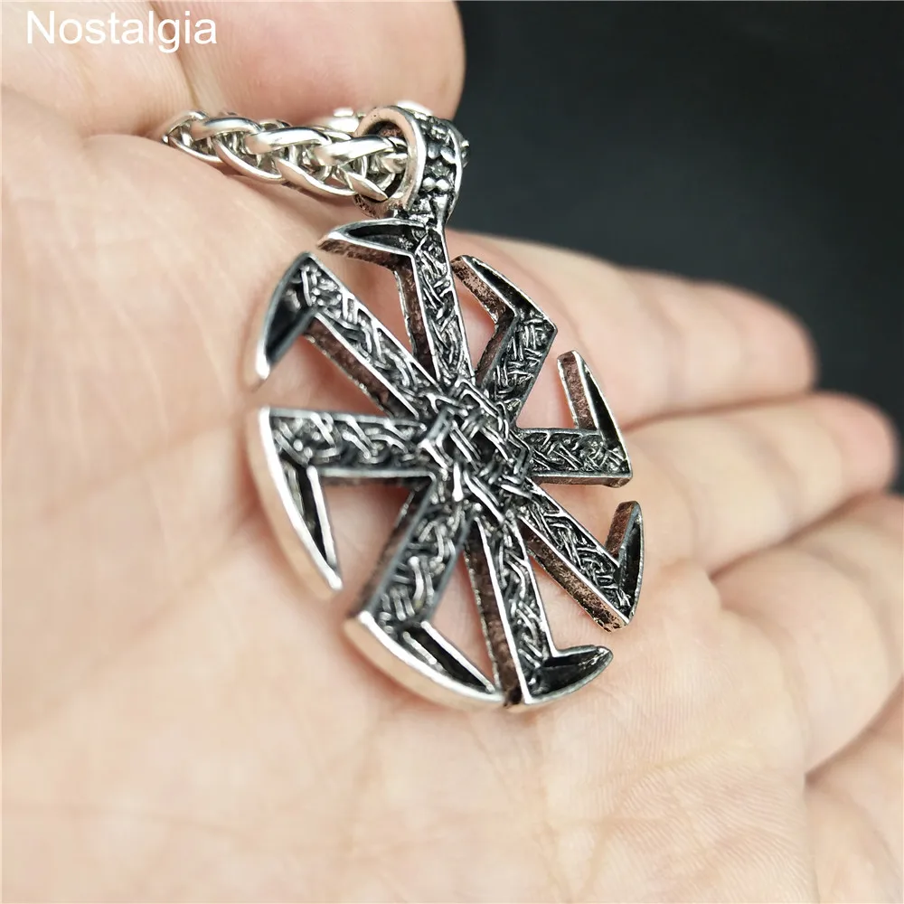 Slavic Kolovrat Amulet Pendant Pagan Sunfiower Talisman Norse Jewelry Necklace & Pendants Slavic Symbol Necklace Freeship
