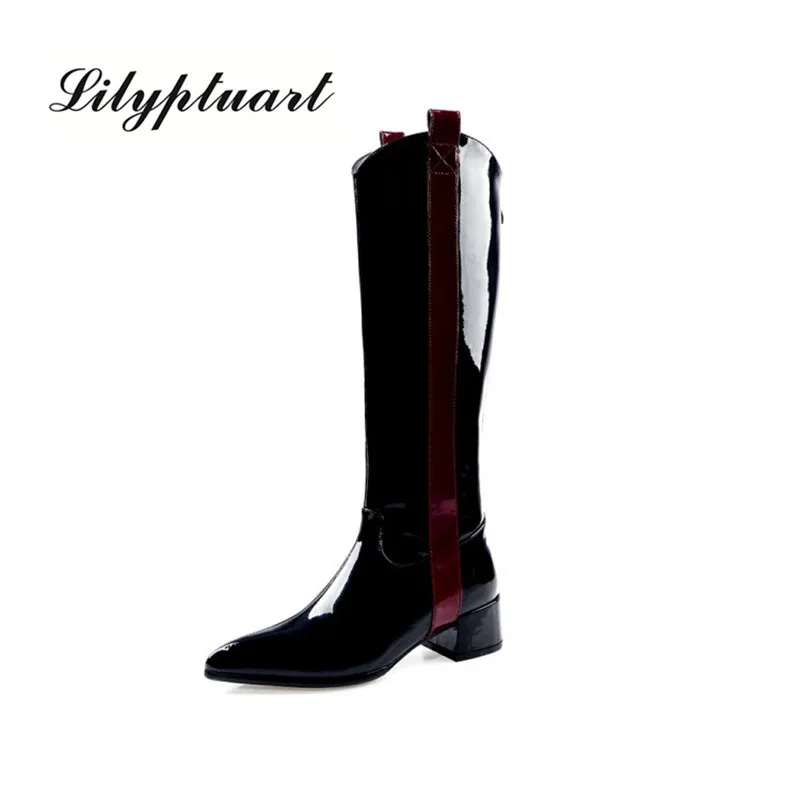 

2019 autumn and winter new style with pointed women's boots fashion color matching high boots large size knight boots women