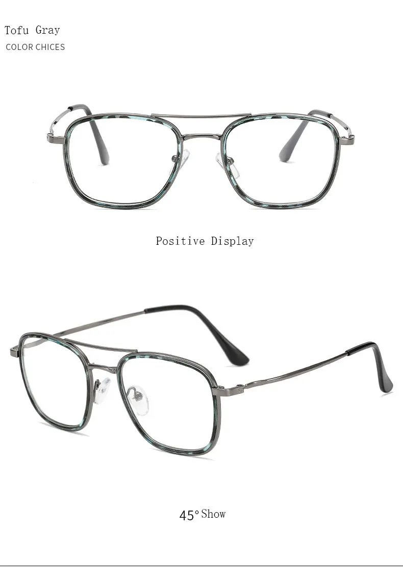 Legierung Gläser Rahmen Unisex Brille Vollrand Brillen Anti Blue Ray Frühling Scharniere Kurzsichtige Brillen Heißer Verkauf – Detail 11