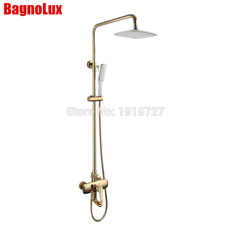 

Vidric Bathroom Shower Set Faucet Shower Mixer Rainfall Golden Brass Shower System With Pressure Air Hand Shower And Swivel Spou