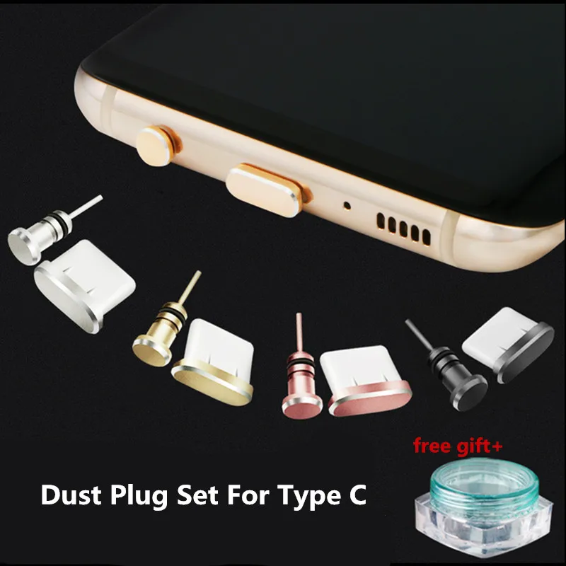 Metal USB C Dust Plug Set Type C Port Jack 3.5 Aux Headset Plug For Huawei P30 P40Lite Redmi Note 9S 8 7 accesorios para celular