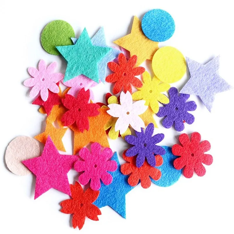 100 pezzi Bouquet Patch feltro di lana fiori artigianato fai da te per bambini feltro fatto a mano cucito Applique accessori ciondolo in feltro di