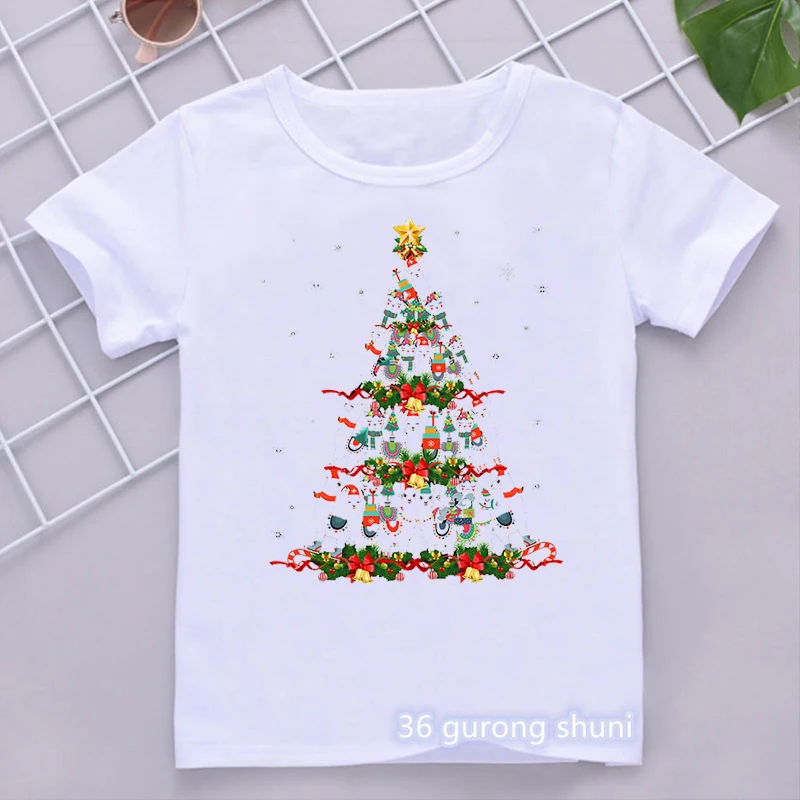 Ho Ho Hoo Vrolijk Christams Auto Grafische Print T-shirt Meisjes/Jongens Funny Kids Kleding Harajuku Kawaii Kinderkleding Tshirt