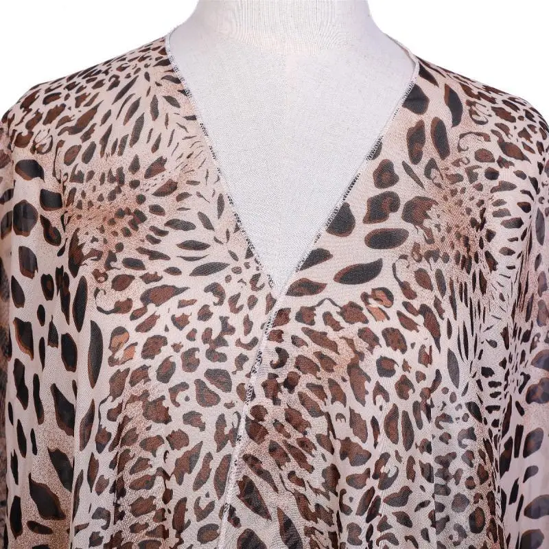 Bikini de estilo veraniego para mujer, ropa con estampado de leopardo, chaqueta de bikini para vacaciones en la playa, blusa