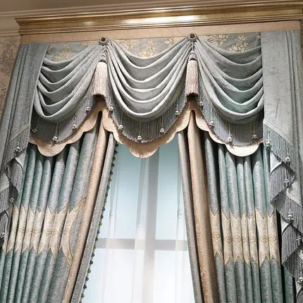 European curtain living room luxury atmosphere luxury bedroom villa chenille jacquard thickened shade curtain cloth new