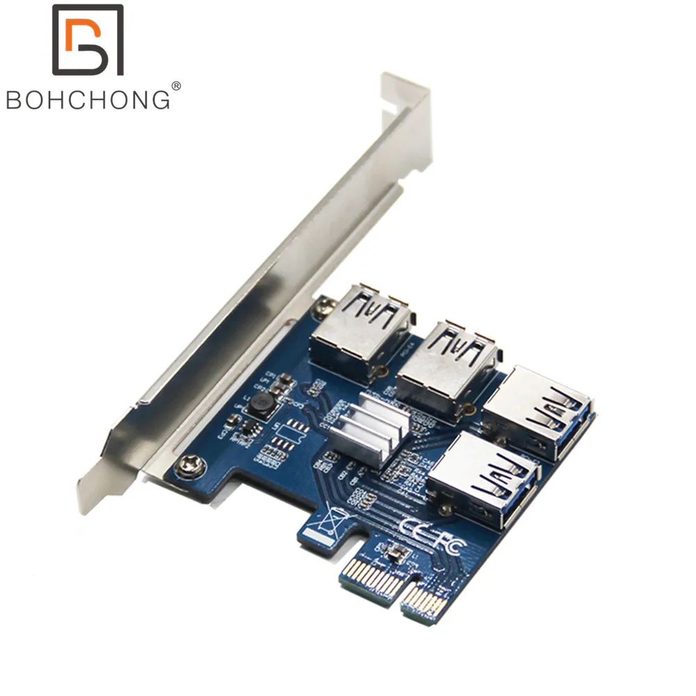 

Адаптер PCI E-PCIE, 1 поворот, 4 разъема PCI Express, от 1x до 16x, Переходник USB 3,0, карта усиления, преобразователь PCIe для майнинга