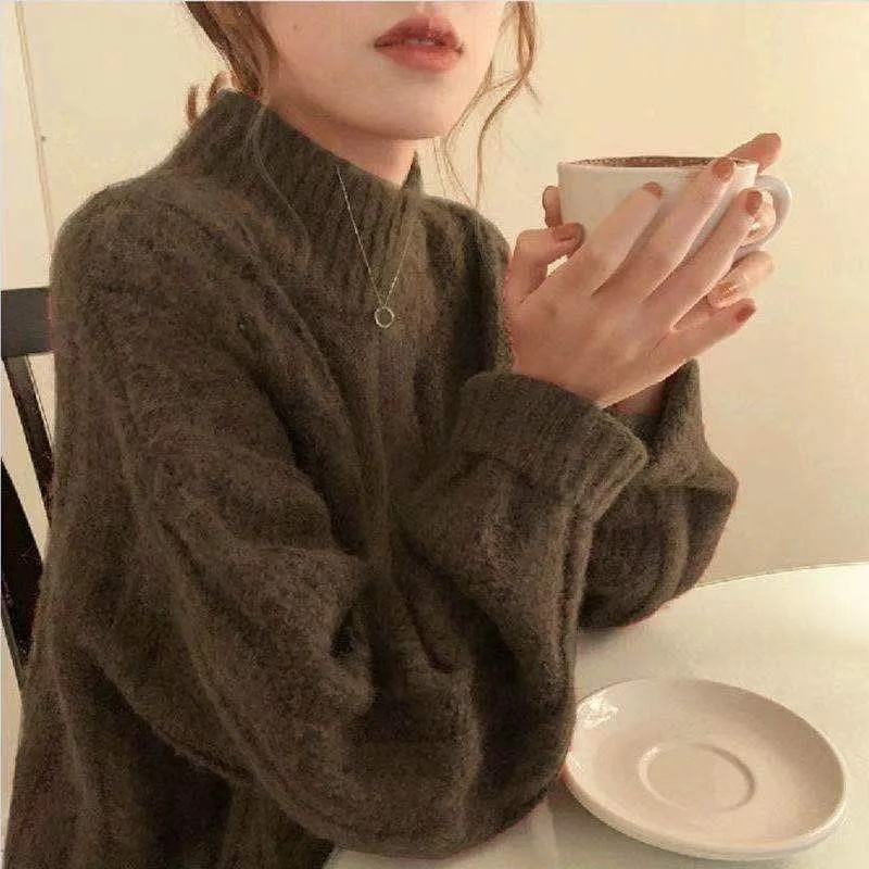 

2021 New Style Wear Loose And Thin Ma Hua Knitting Sweater Female Pullover Korean Version Of Red Knitting Cardigan