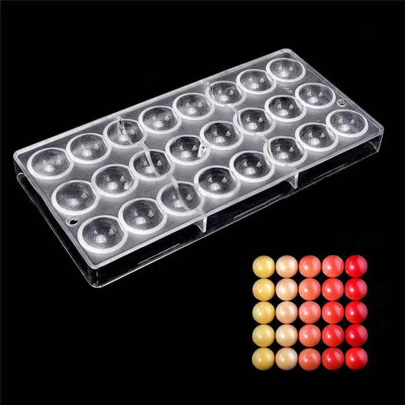 Clear Hard Chocolate Maker PC DIY 24 Half Ball Candy Mold Mould Bakeware Tools UND Sale