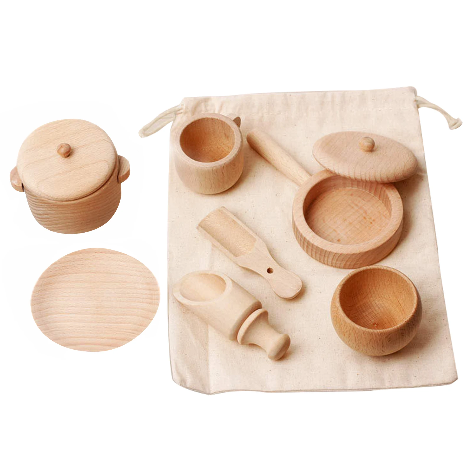 Strumenti per contenitori sensoriali in legno per abilità motorie Set di giocattoli per bambini giocattoli Montessori giocattoli per piatti in legno Mini scoop in legno