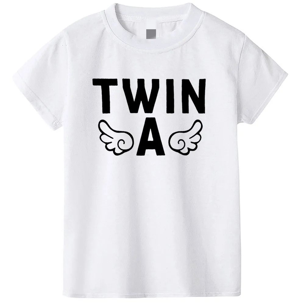 

TWIN Print Girl Boys Kids T Shirt Kid Short Sleeve O-neck Tops Children T Shirts Summer Casual