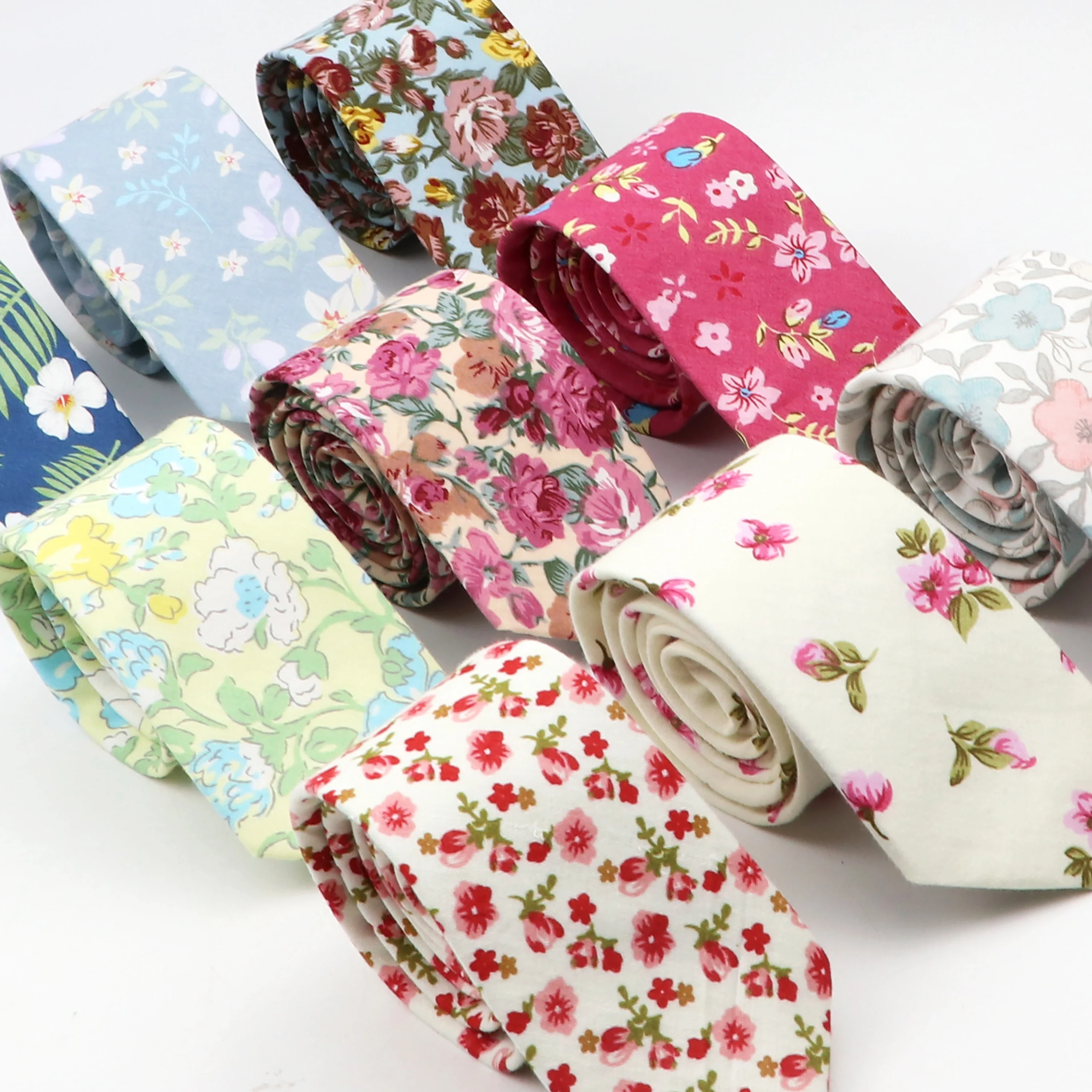 New Floral Tie For Men Colorful Cotton Ties Necktie Classic Suits Flower Print Neck Ties Cravat Party Wedding Party Neckties