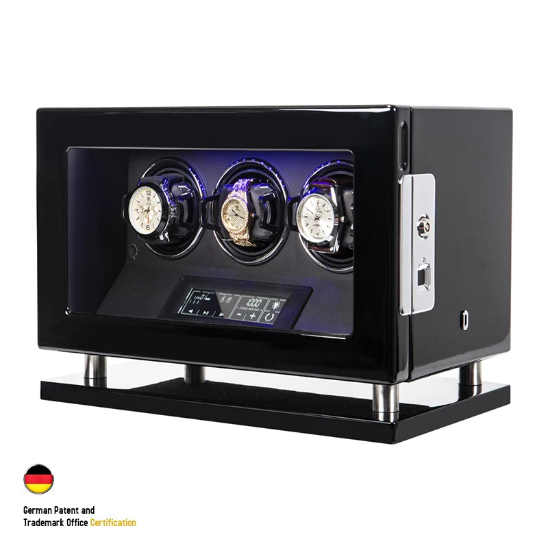 luxury Brand Automatic Watch Winder Fingerprint Unlock Watch Winding Quiet Smart Remote Control Touch Screen Watches Storage Box