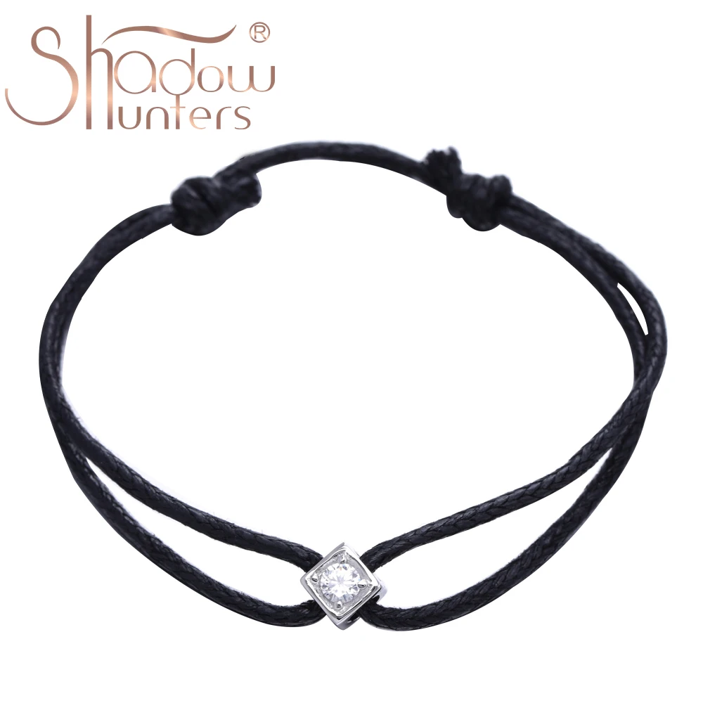 SHADOWHUNTERS الأصلي 925 فضة كريستال أساور قابل للتعديل حبل أسود بيجو فام الفاخرة صنع المجوهرات النساء هدية