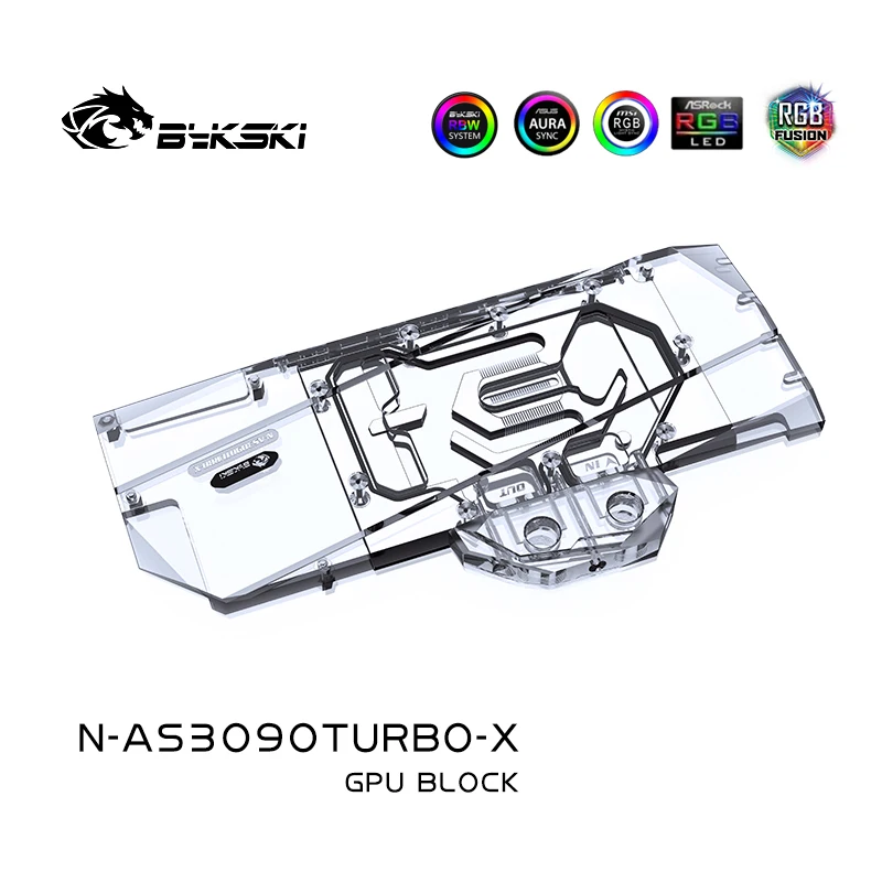 Bykski GPU bloc de refroidissement par eau pour ASUS GeForce RTX3090 TURBO, système de refroidissement liquide de carte graphique refroidissement par eau N-AS3090TURBO-X