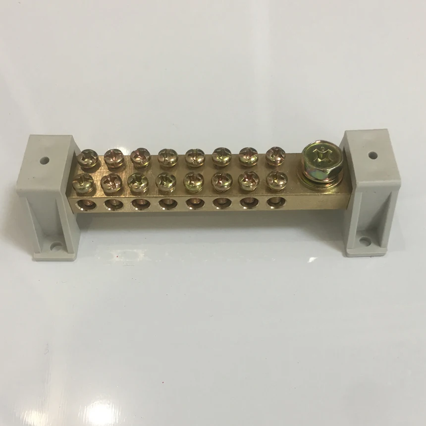 10*18mm 10x18mm 8P 10P 12P 8 10 12 Position Hole Dual Two Neutral Ground Wire Line Row Holder Brass Connector Bar Terminal Block