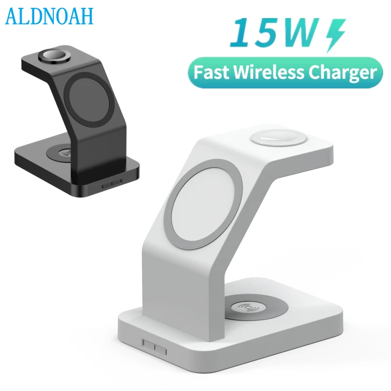 15W Magnetic Wireless Charger Stand 4 in 1  Fast Charging Dock Station For iPhone 13 12 Pro Max Mini Apple Watch 7 Airpods Pro