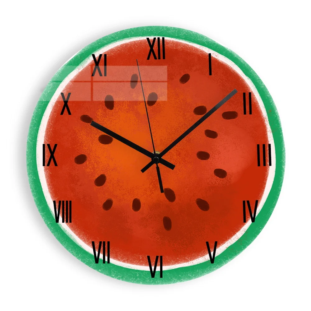 Acrylic Wall Clock Modern Design Silent Clockwork Watermelon 3D DIY Decorative Wall Clocks for Living Room Kitchen Home Decor