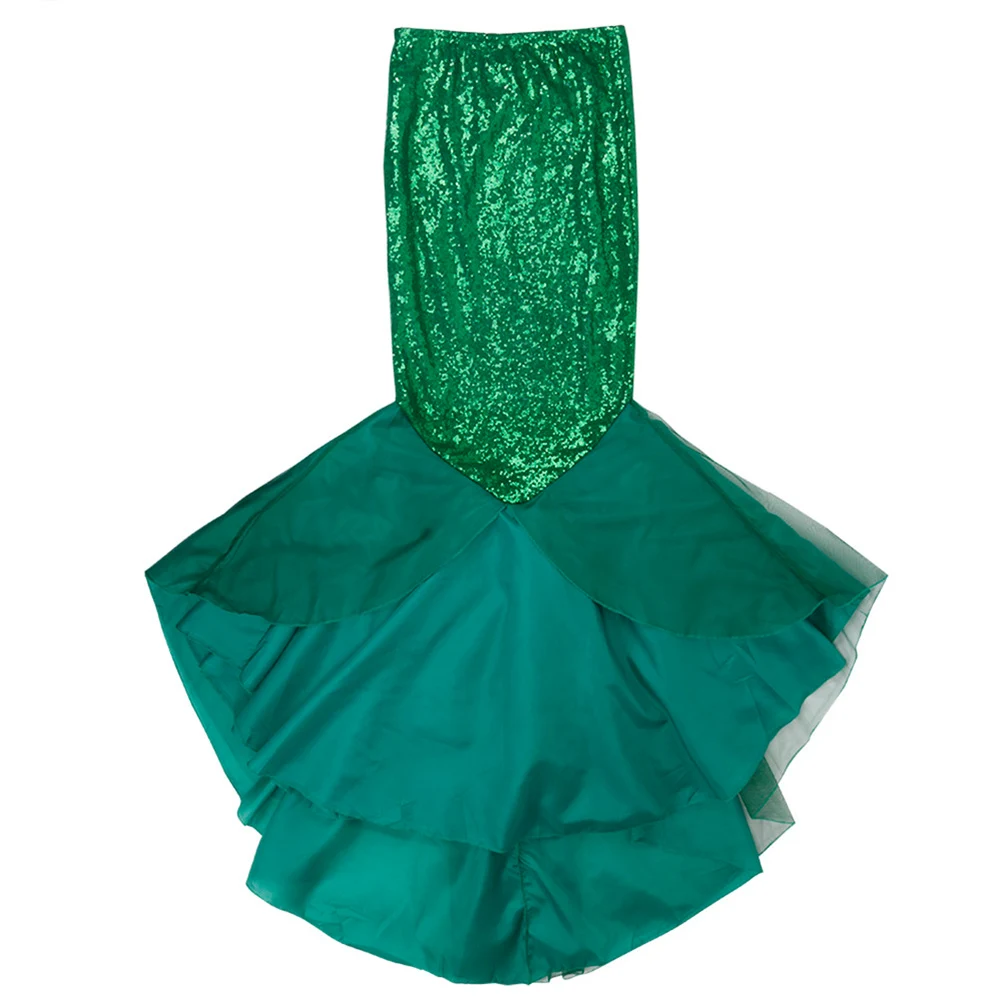 Disfraces de sirena con lentejuelas para mujer, falda Maxi de malla con cola de sirena brillante, Cosplay de Halloween, vestido de fiesta Rave