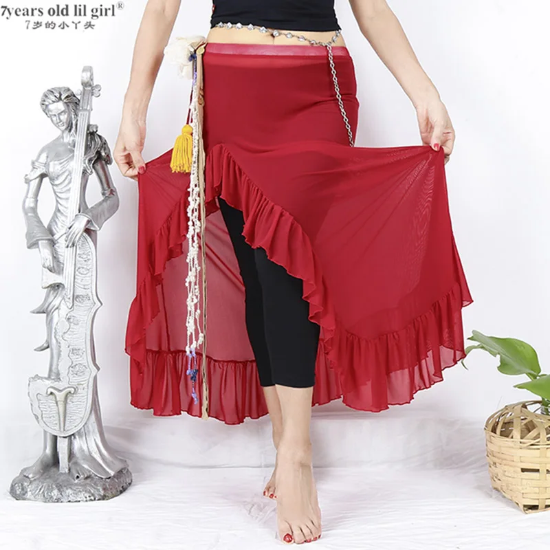 2025年新作 ベリーダンススカート メッシュ サンド 練習着 フリル付き DMM101