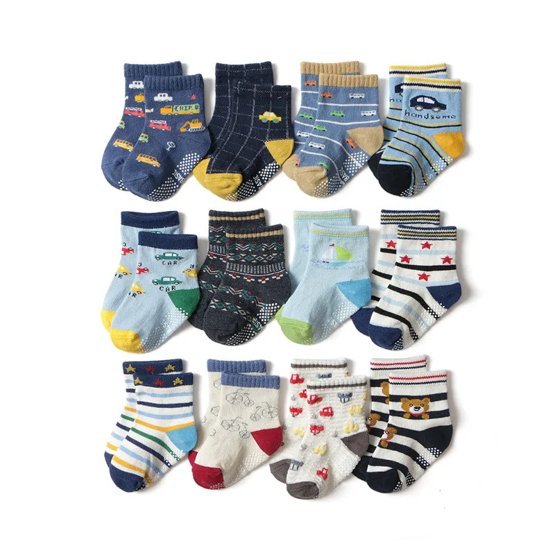 6 Pairs/lot 0 to 5 Yrs Four Seasons Sock For Boys Girl Toddlers Infants Non Skid Floor Socks Cotton Unisex Children\'s White Sock