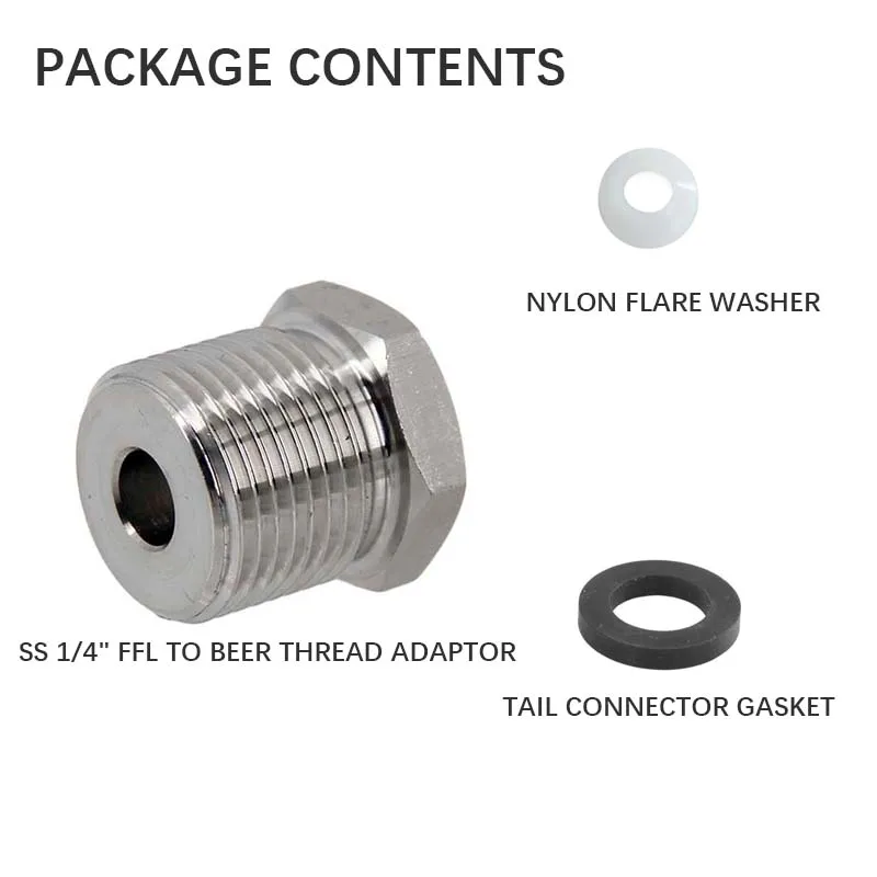 Female Flare(FFL) to Male Beer Thread Adapter Commercial Sanke to Homebrew Ball Lock Include Flare Washer and Tail Gasket