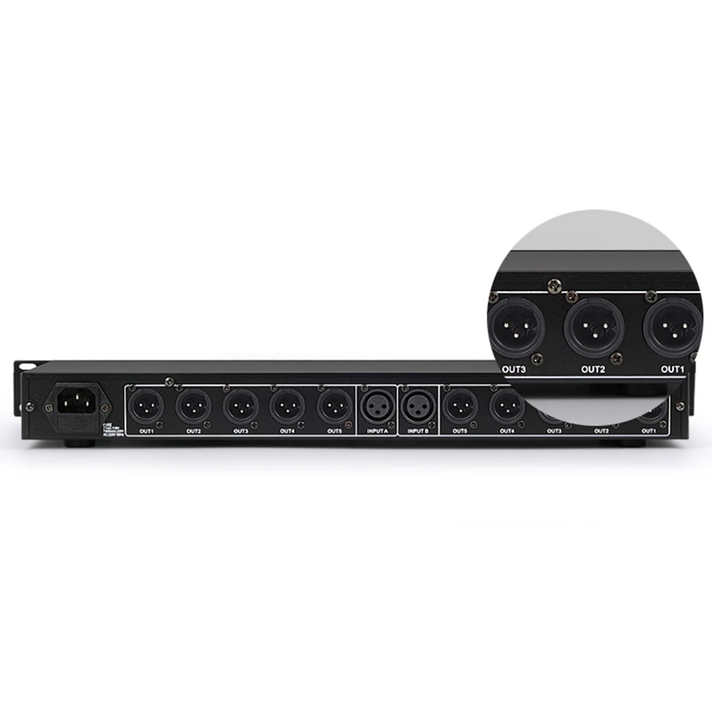 LEOwhale FS-210 전문 장비 스테레오 모노 오디오 신호 분배기 증폭기 분배기 2 in 10 Out XLR for Stage