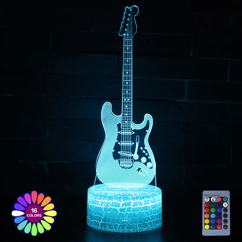 Acrylic Table Lamp USB Battery Powered 3D Bass Guitar Violin Home Room Decor Led Lights Lamp Creative Night Lights Holiday Gift