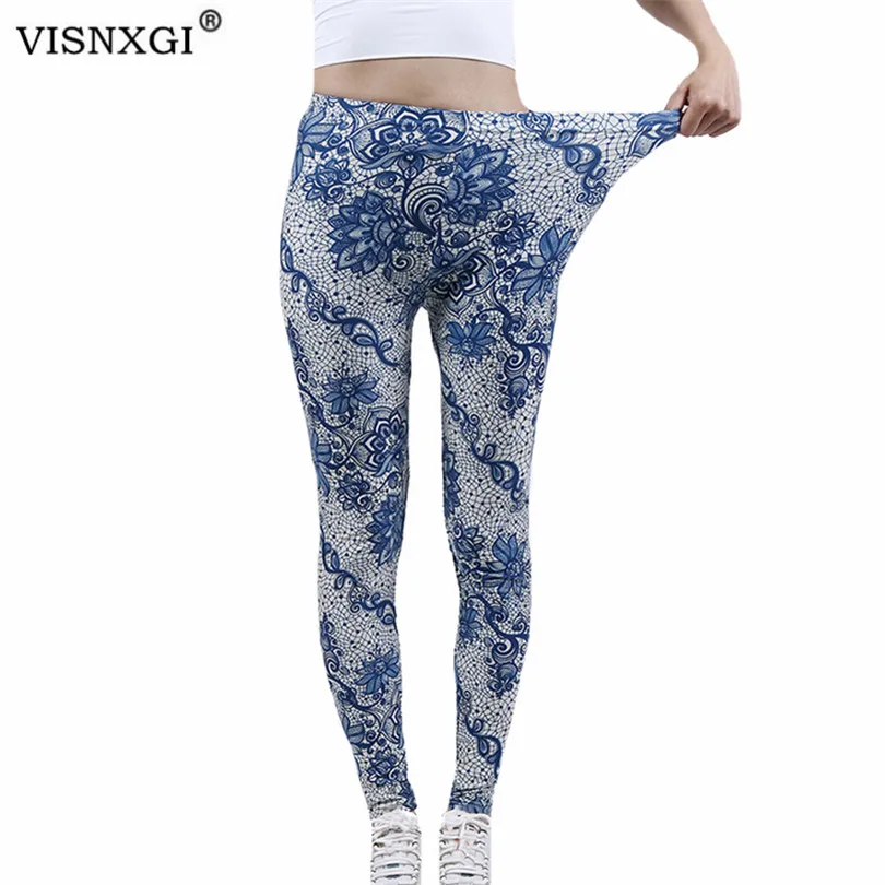 

VISNXGI High Waist Leggings For Women Gym Pants Sexy Fitness Sports Tights Khaki Petal Print Ankle-Length Fashion Workout Bottom