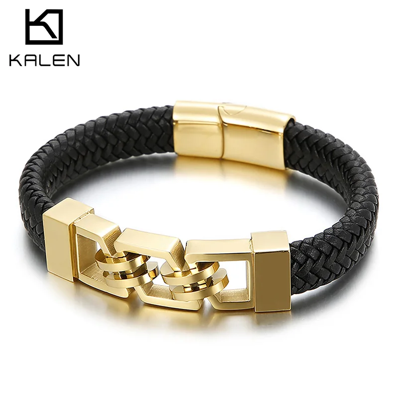 12mm 4 color Motorcycle Chain Leather Men's Stainless Steel Bracelet Fashion Jewelry