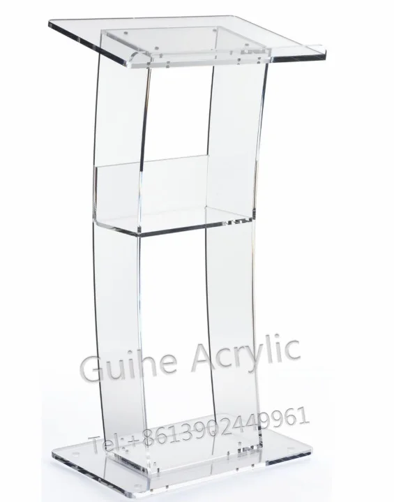 GUIHEYUN Acrylic Single Shelf Podium Lectern Acrylic Podiums, Clear Pulpits, And Lecterns