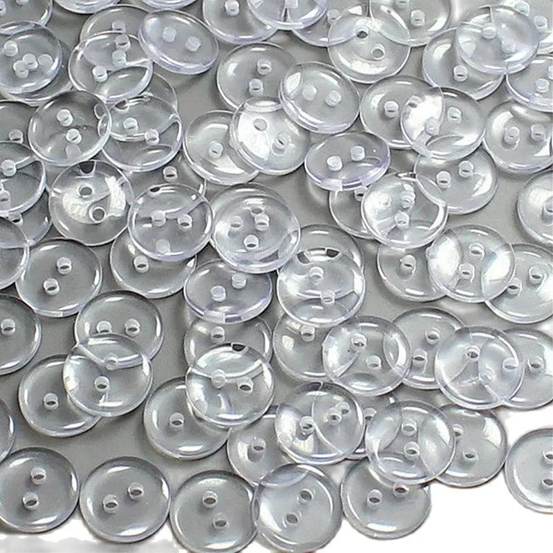 100pcs 12-20L 2holes transparent buttons sewing polyester washer resin shirt button for scrapbooking DIY kid clothes accessorie