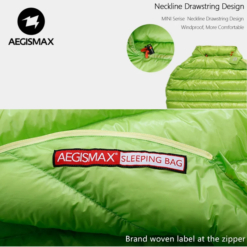 Imagem -04 - Aegismax Atualizado Mini Bolsa de Dormir Ultraleve 440g Branco Ganso para Baixo ao ar Livre Múmia Caminhada Natureza Acampamento Acampamento Impermeável Bolsa de Dormir Uso para Tenda