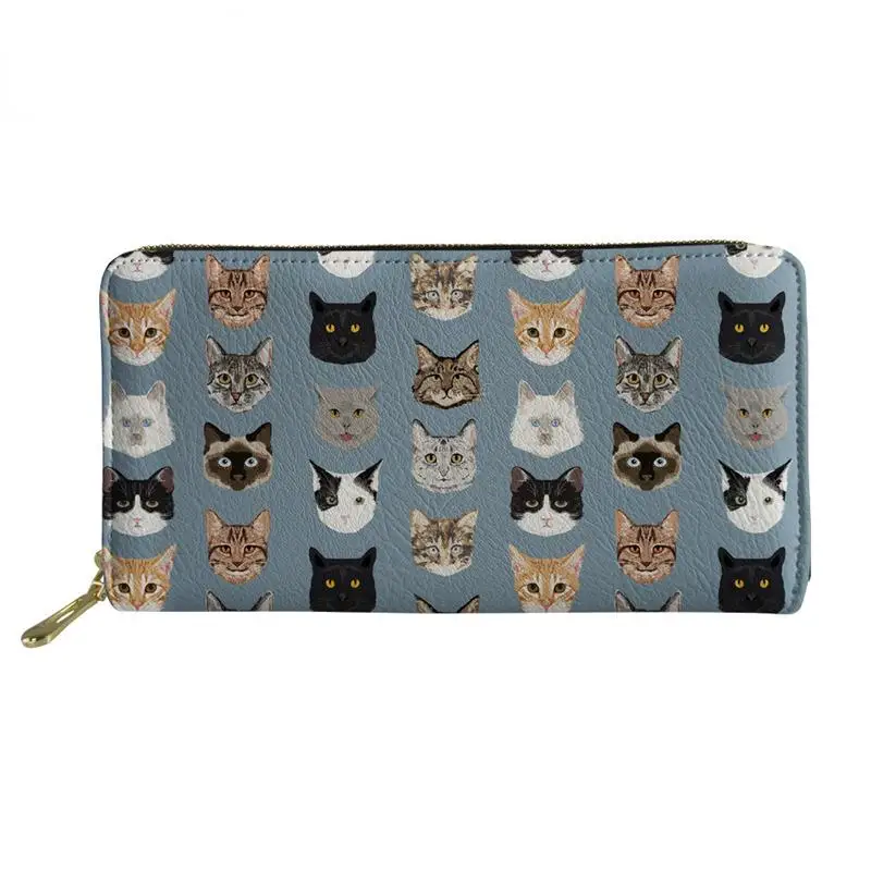 

Brand Designer Long Card Holder Women Spectacular Cats Printing Wallets Ladies Fashion Phone Purse Feminine Money Bag