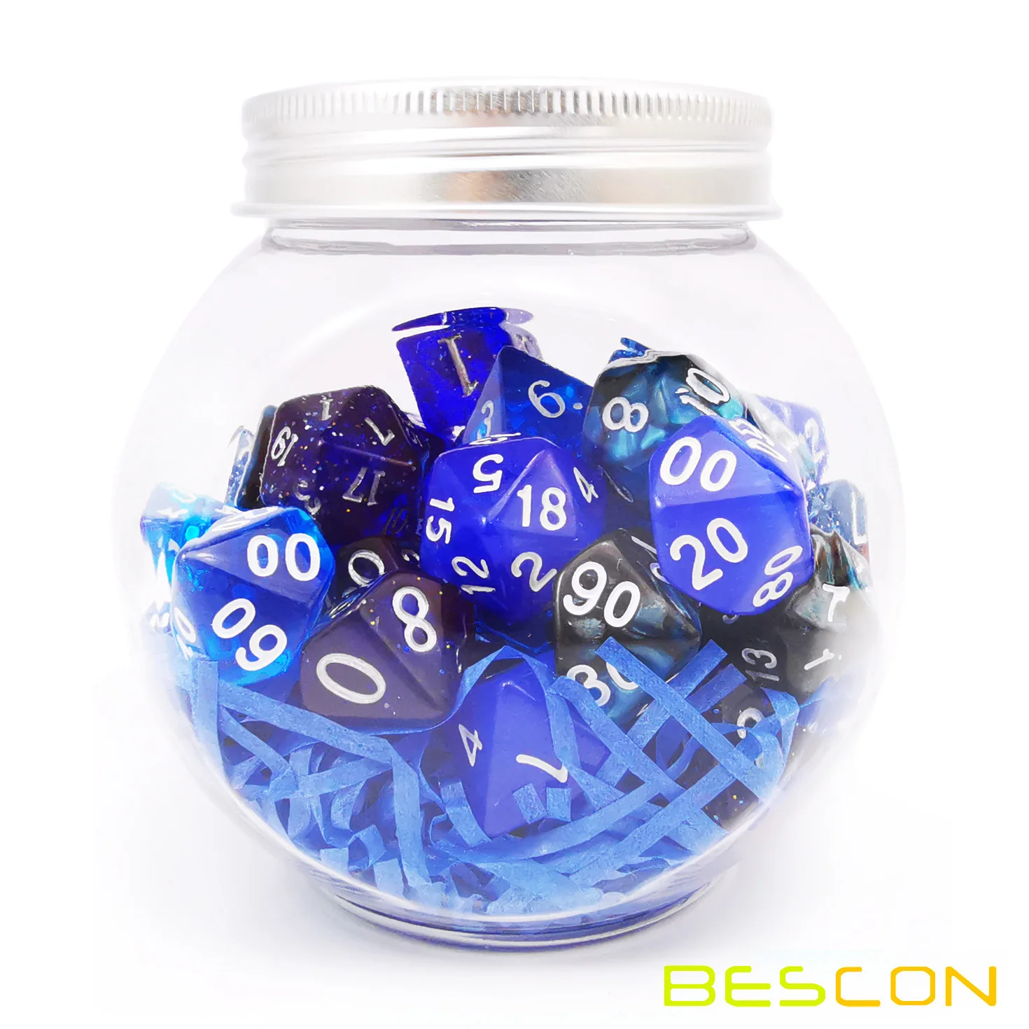 Bescon RPG النرد مجموعة 35 قطعة المحيط الأزرق مجموعة ، DND لعب دور لعبة النرد 5X7pcs