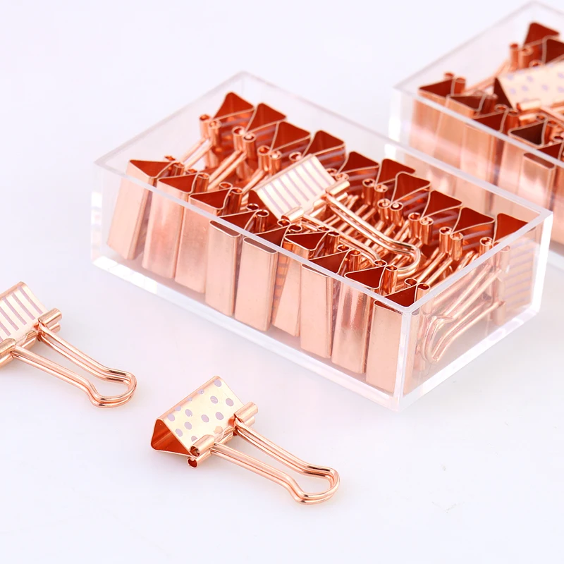 Rose Gold Metal 19mm Dovetail Clip Dot Stripe Printing Rose Gold Office Decor Rose Gold Stationery Binder Clips Binders Clips