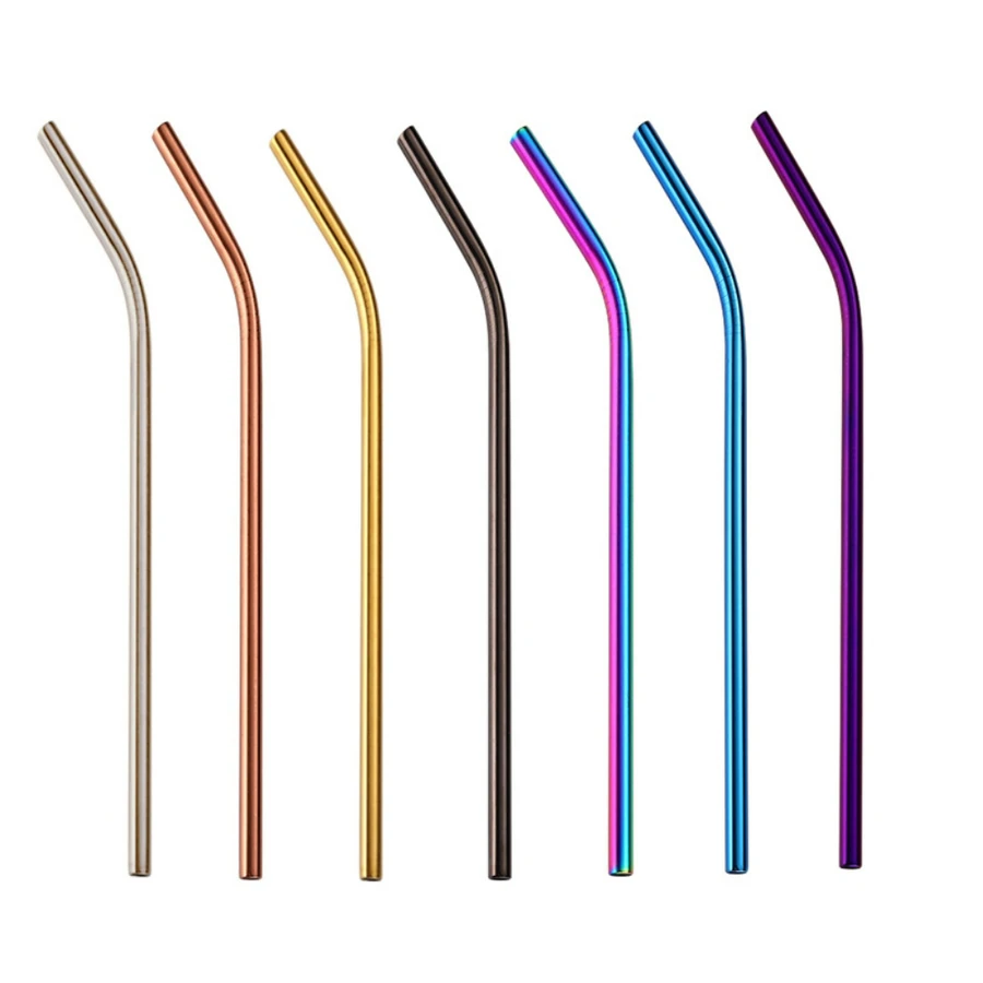 

50PCS Reusable Drinking Straws Metal Stainless Steel Bent Straws For Drink 215mm